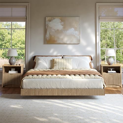 Floating Nightstand With Led Light - Bedroom Set, Queen Floating Bed Frame