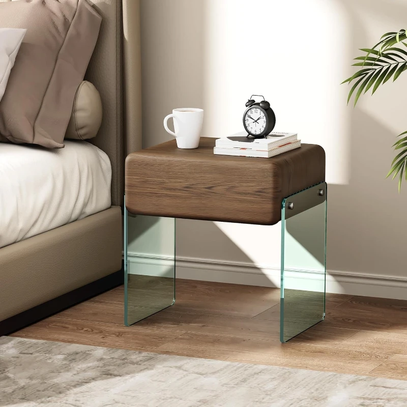 Solid Wood Nightstand 2 Drawers - Nightstand Drawer Bedside Side Table Transparent