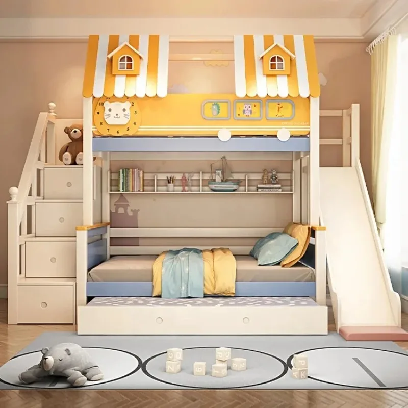 Furniture Wood Loft Kids room  - огляд і ціна Bunk Bed With Stairs And Slide