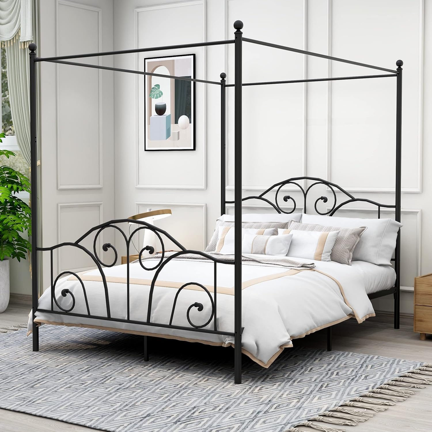 Queen Size Metal Canopy Bed Fr - огляд і ціна Canopy Bed Frame Metal Queen
