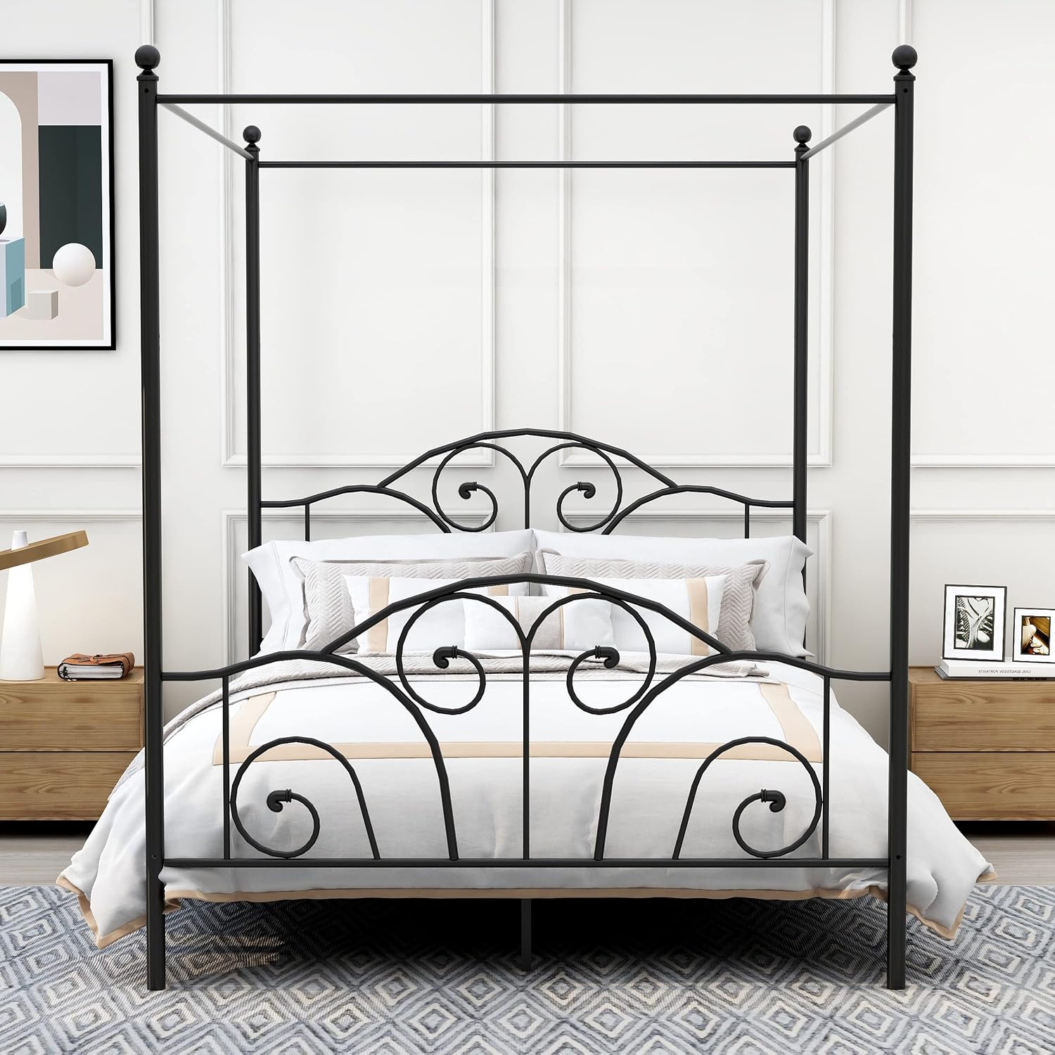 Queen Size Metal Canopy Bed Fr - огляд і ціна Canopy Bed Frame Metal Queen