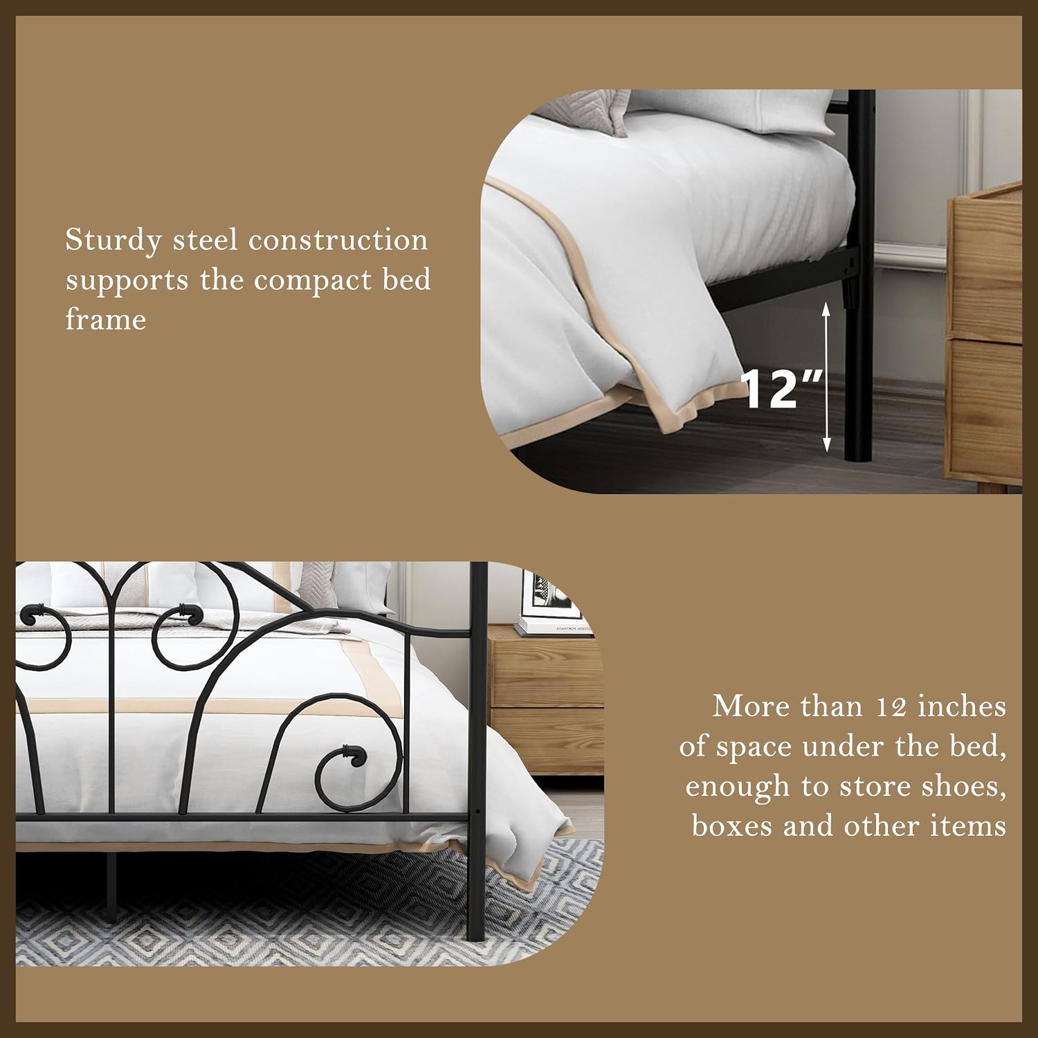 Queen Size Metal Canopy Bed Fr - огляд і ціна Canopy Bed Frame Metal Queen