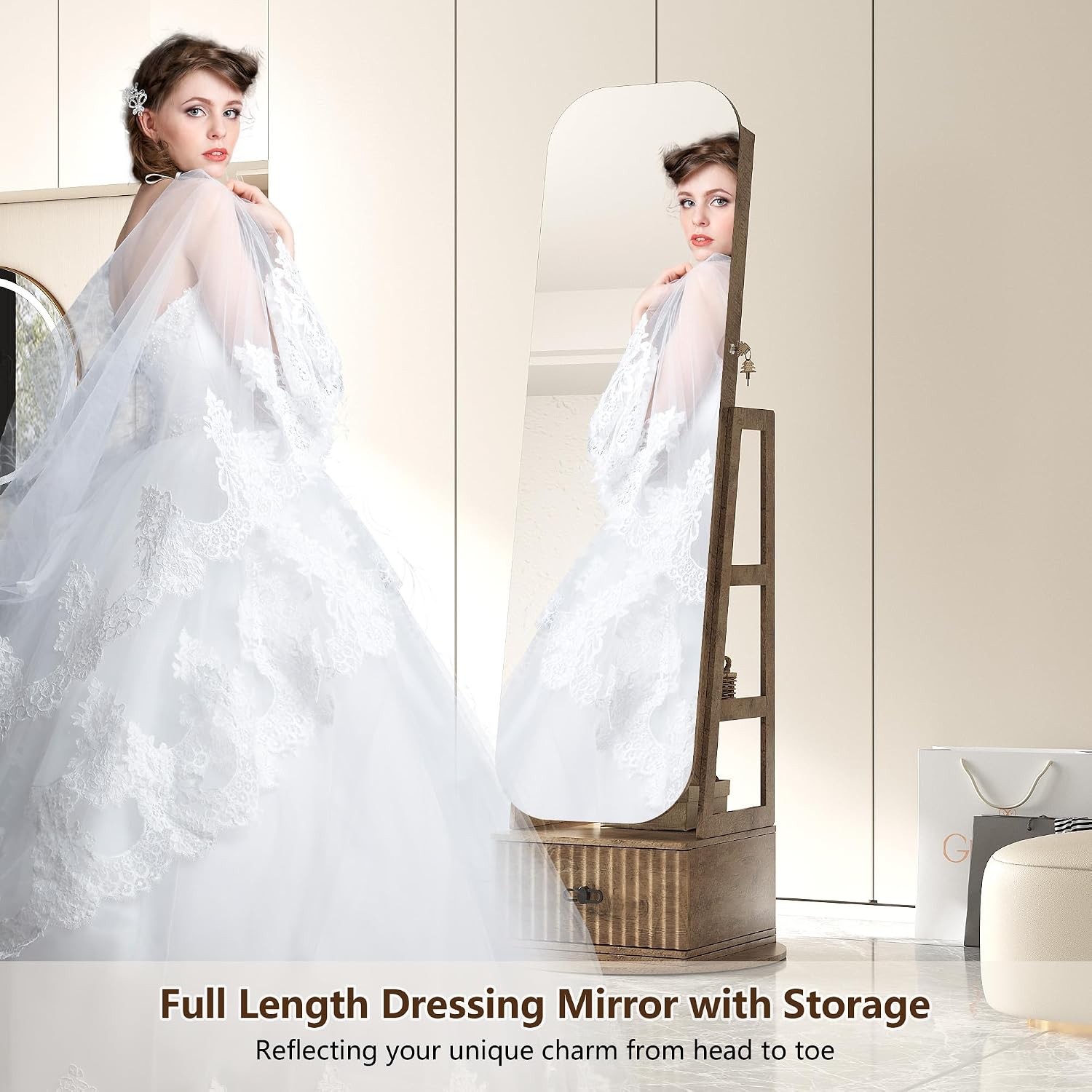 360 Swivel Jewelry Armoire Org - огляд і ціна Full Length Mirror Jewelry Armoire
