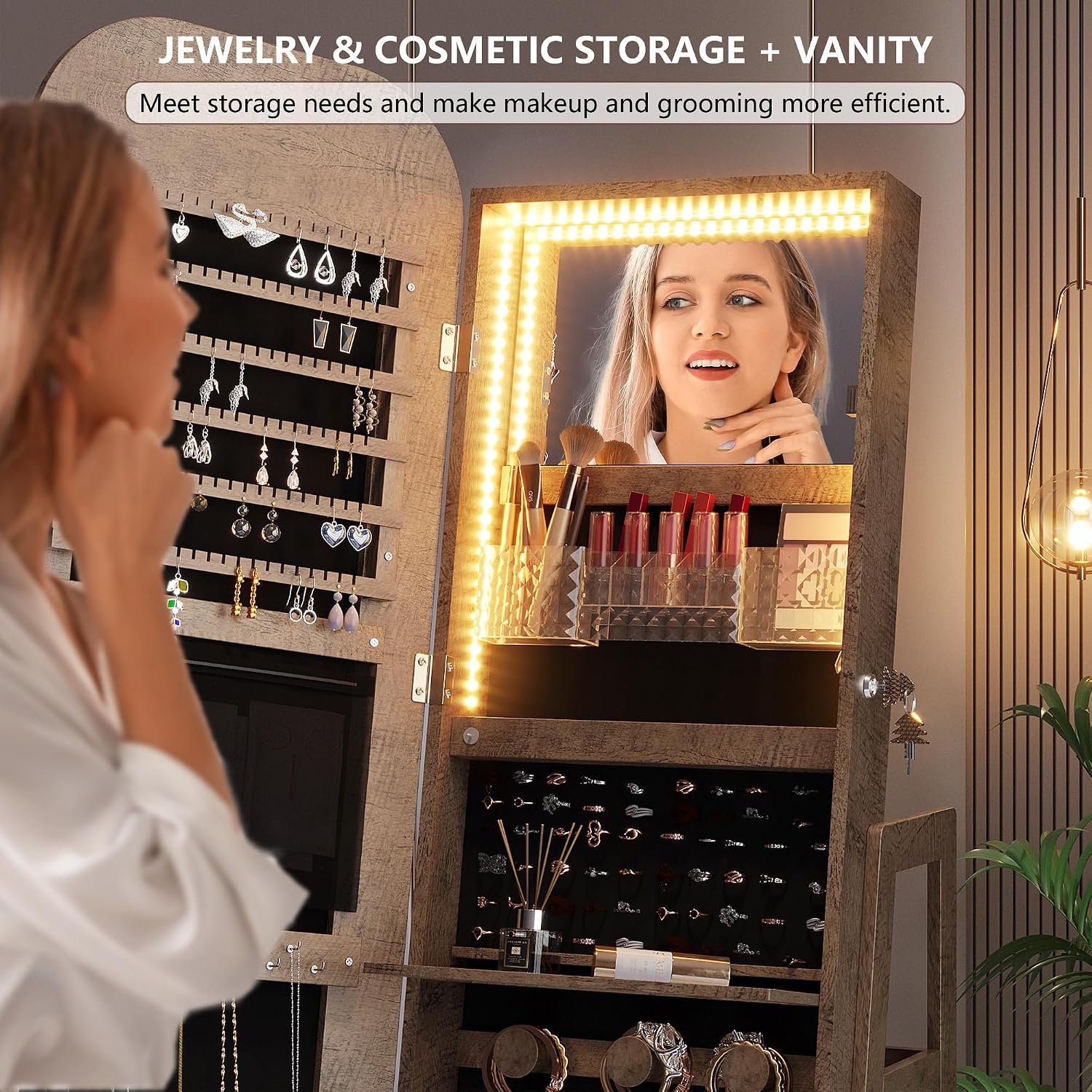 360 Swivel Jewelry Armoire Org - огляд і ціна Full Length Mirror Jewelry Armoire