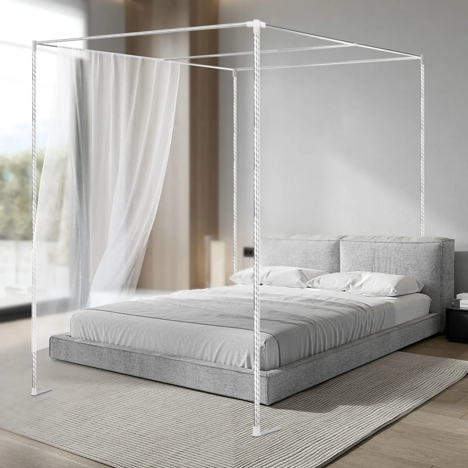 4 Corner Bedding Canopy Frame  - огляд і ціна Canopy Bed Frame Metal Queen