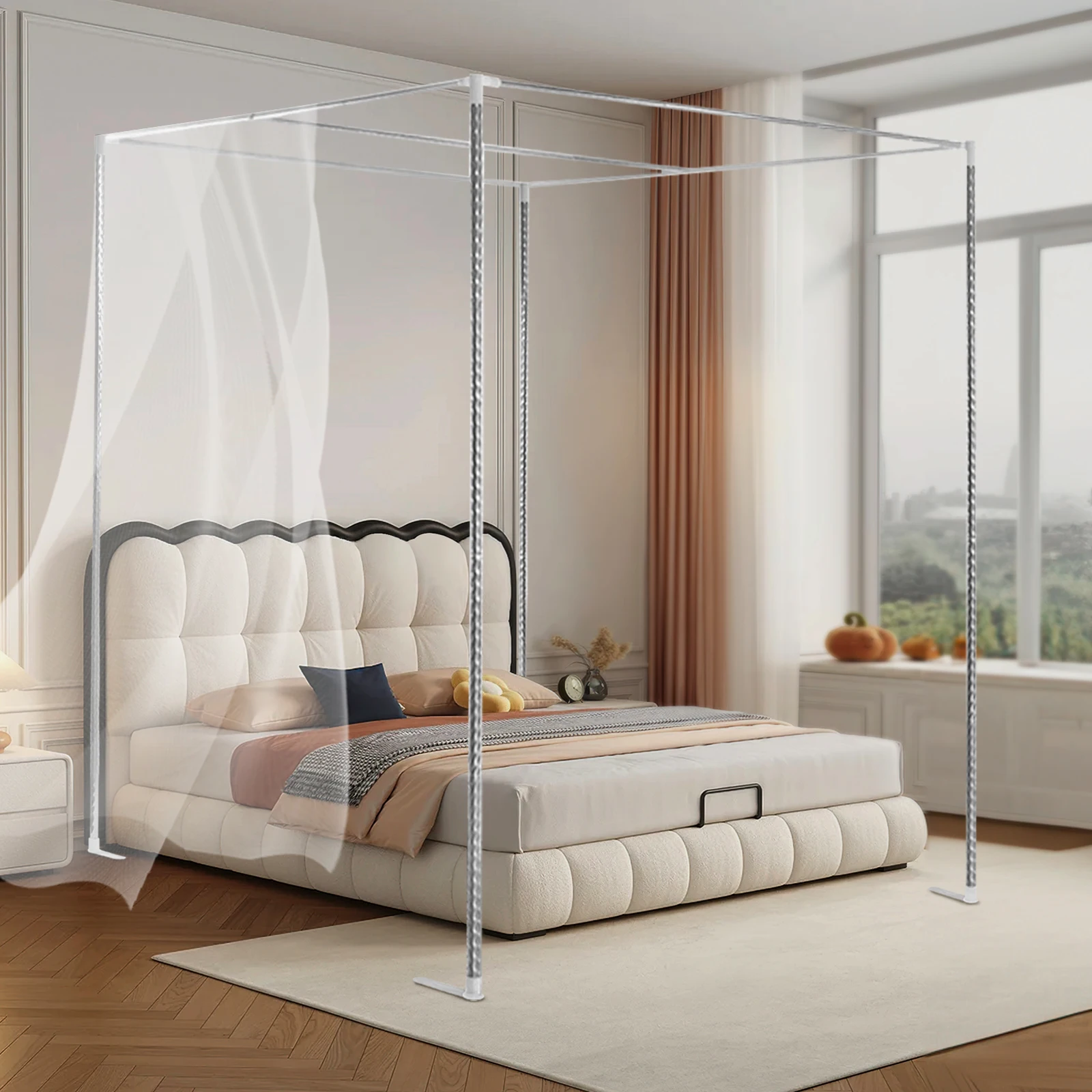 4 Corner Bedding Canopy Frame  - огляд і ціна Canopy Bed Frame Metal Queen