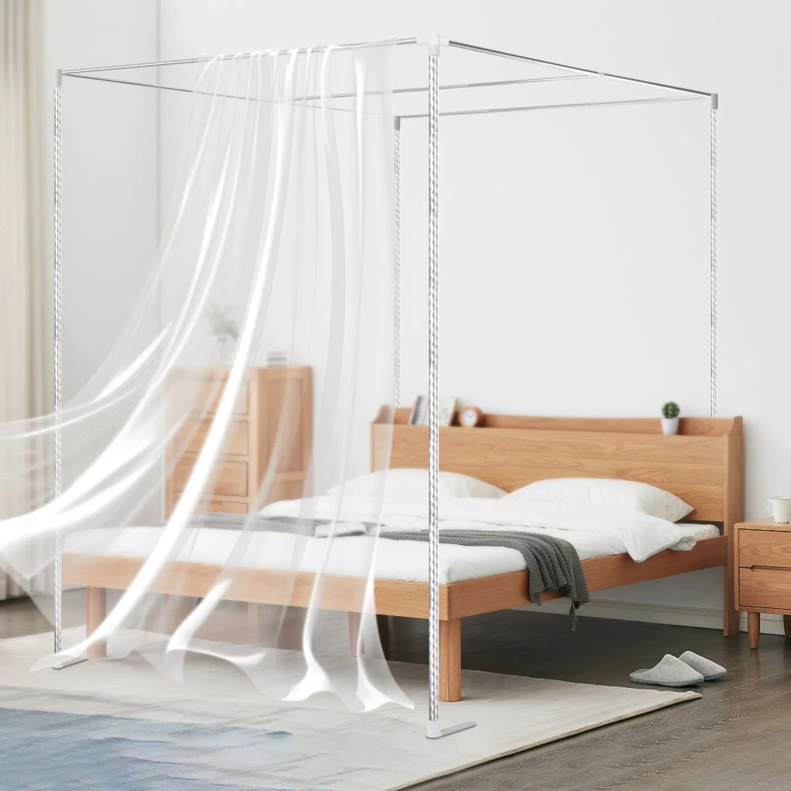 4 Corner Bedding Canopy Frame  - огляд і ціна Canopy Bed Frame Metal Queen