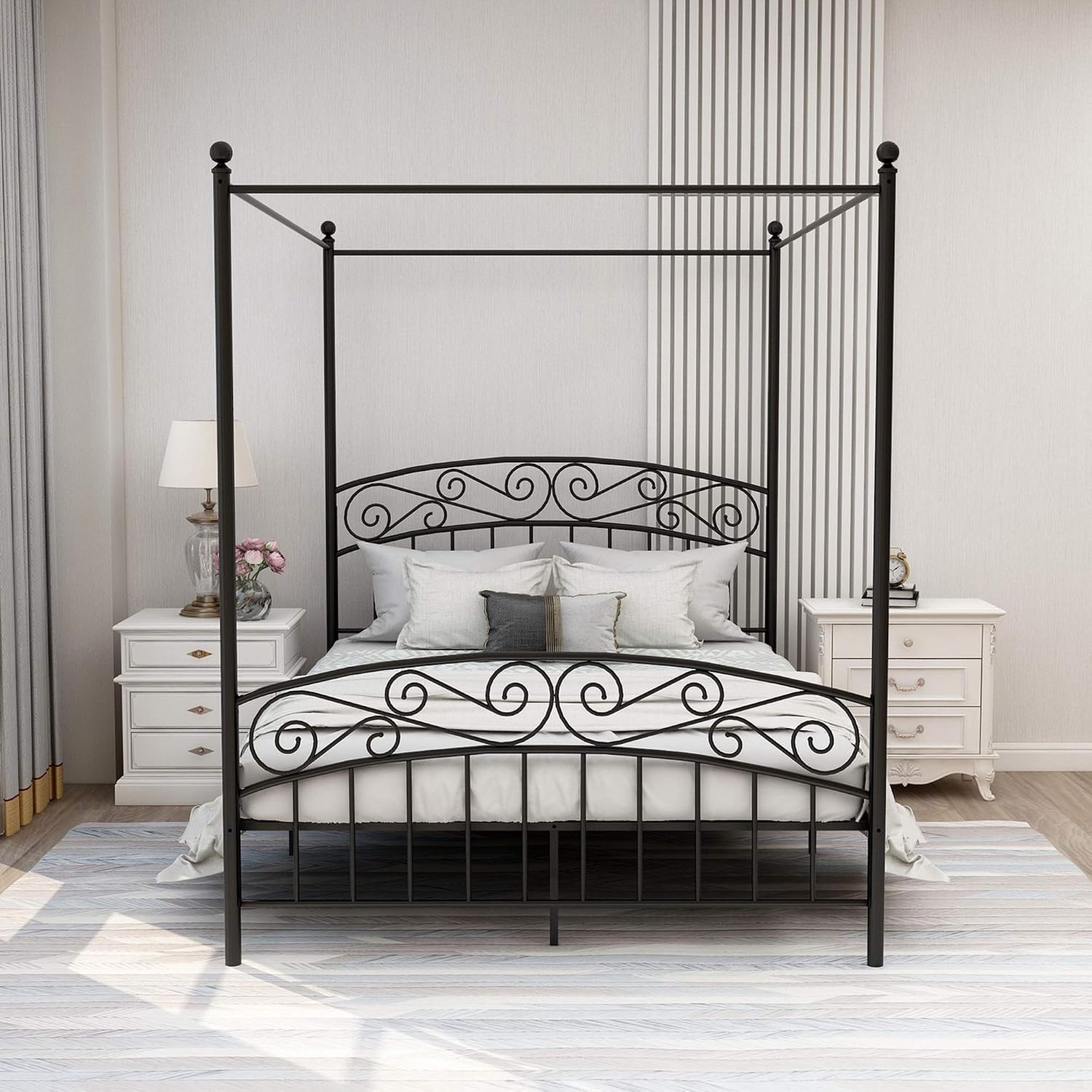 Queen Size Metal Canopy Bed Fr - огляд і ціна Canopy Bed Frame Metal Queen