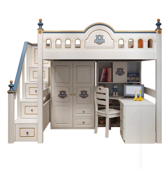 ！@Kids Princess Room Wood Cast - огляд і ціна Bunk Bed With Stairs And Slide
