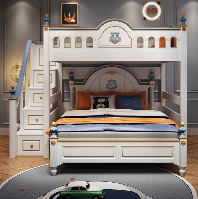 ！@Kids Princess Room Wood Cast - огляд і ціна Bunk Bed With Stairs And Slide