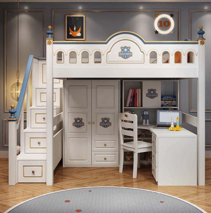 ！@Kids Princess Room Wood Cast - огляд і ціна Bunk Bed With Stairs And Slide