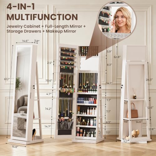 4-In-1 Jewelry Cabinet Jewelry - огляд і ціна Full Length Mirror Jewelry Armoire