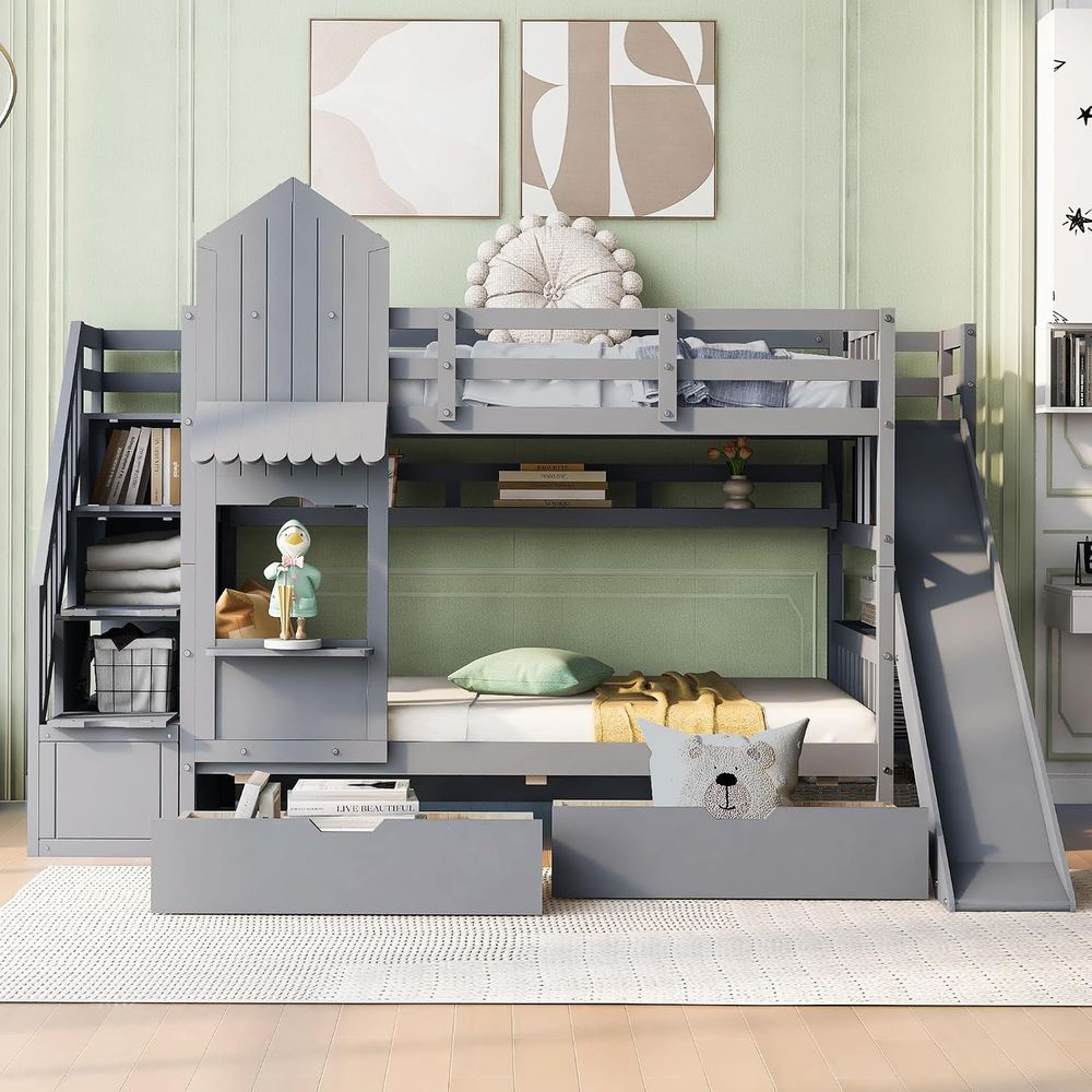 emave Kids Bunk Bed with Stair - огляд і ціна Bunk Bed With Stairs And Slide