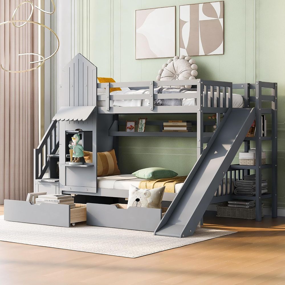 emave Kids Bunk Bed with Stair - огляд і ціна Bunk Bed With Stairs And Slide