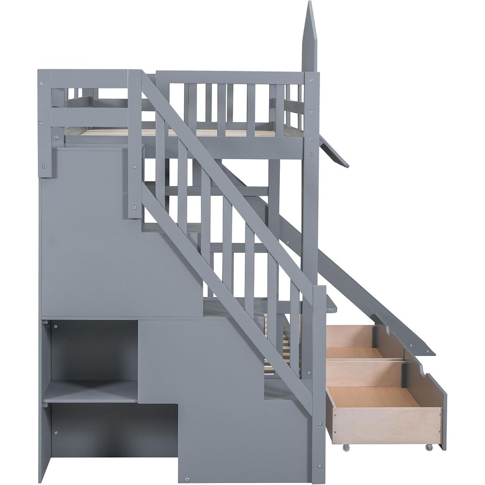 emave Kids Bunk Bed with Stair - огляд і ціна Bunk Bed With Stairs And Slide