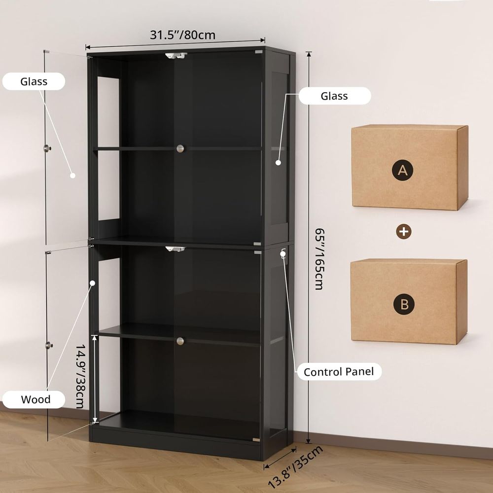 65 Glass Door Display Cabinet, - огляд і ціна Storage