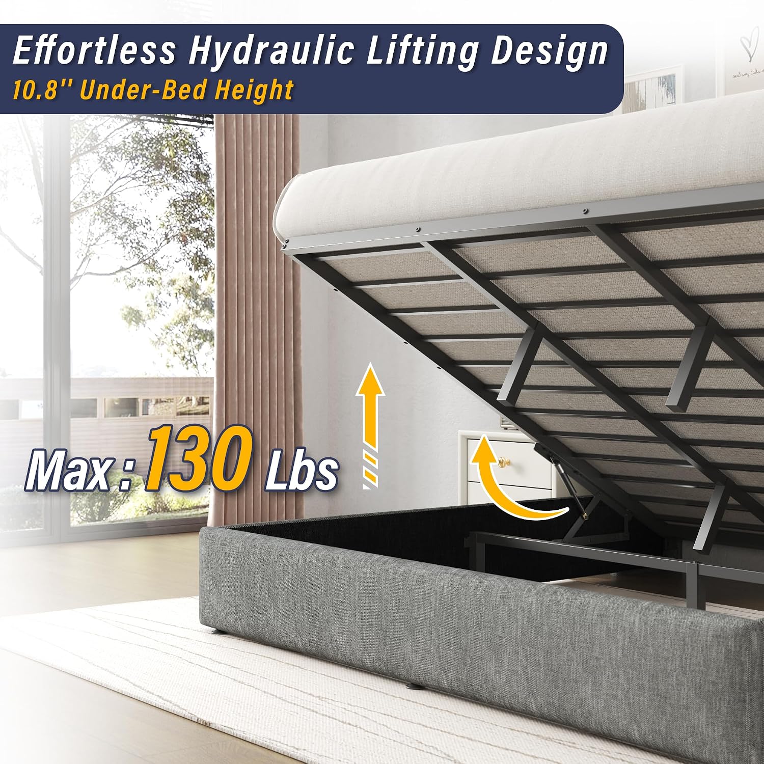 King Bed Frame Hydraulic Gas L - огляд і ціна Gas Lift Storage Bed Hydraulic