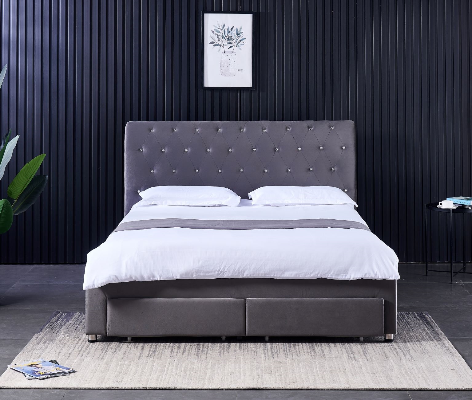 Modern  Double Bed Frame with  - огляд і ціна King Size Bed Frame With Storage Drawers