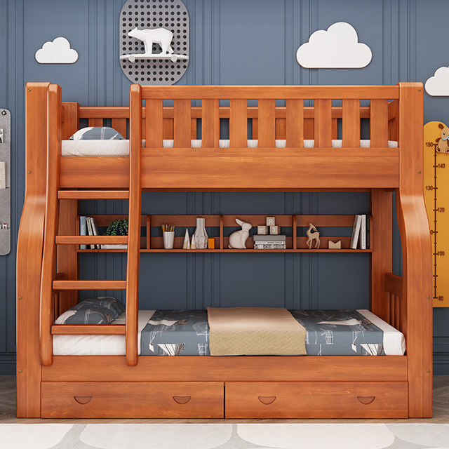ko- Girls Adults Solid Wood Fr - огляд і ціна Bunk Bed With Stairs And Slide