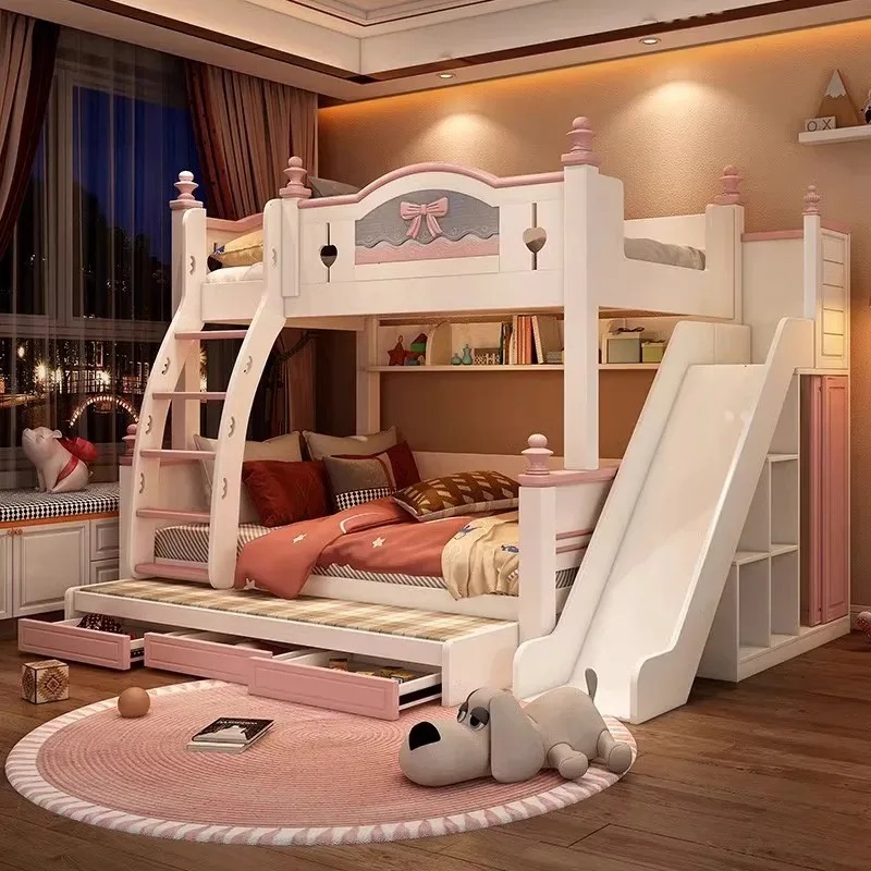Cheap Customized Solid Wooden  - огляд і ціна Bunk Bed With Stairs And Slide