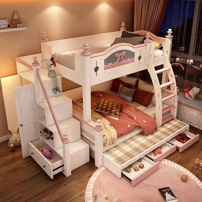 Cheap Customized Solid Wooden  - огляд і ціна Bunk Bed With Stairs And Slide
