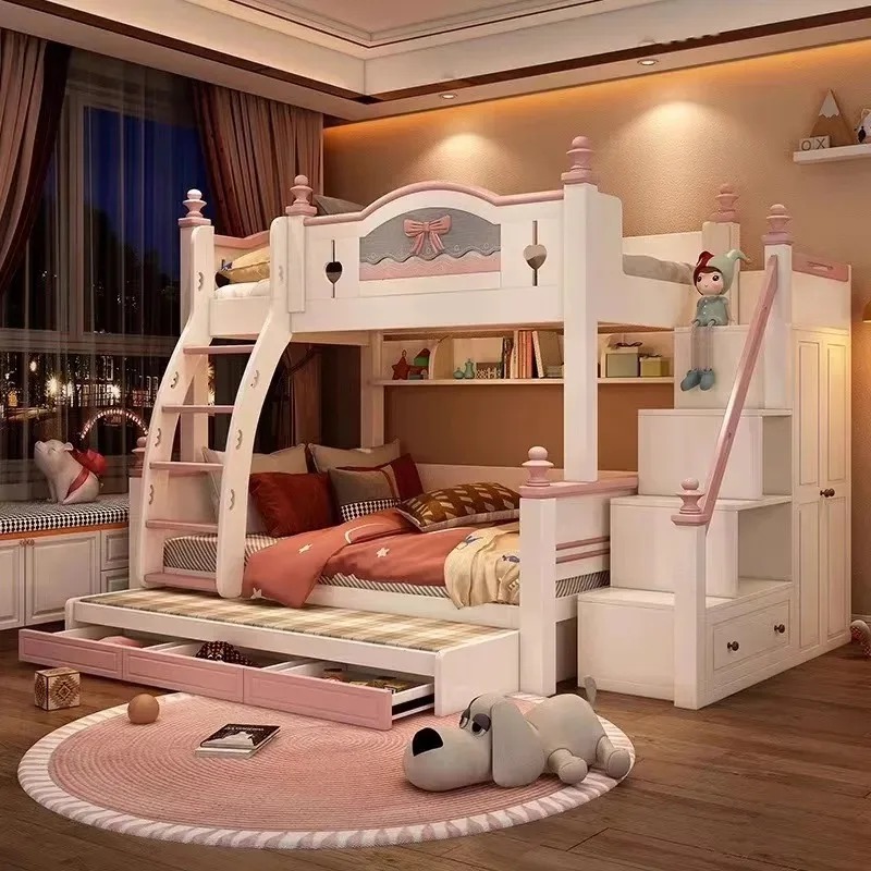 Cheap Customized Solid Wooden  - огляд і ціна Bunk Bed With Stairs And Slide