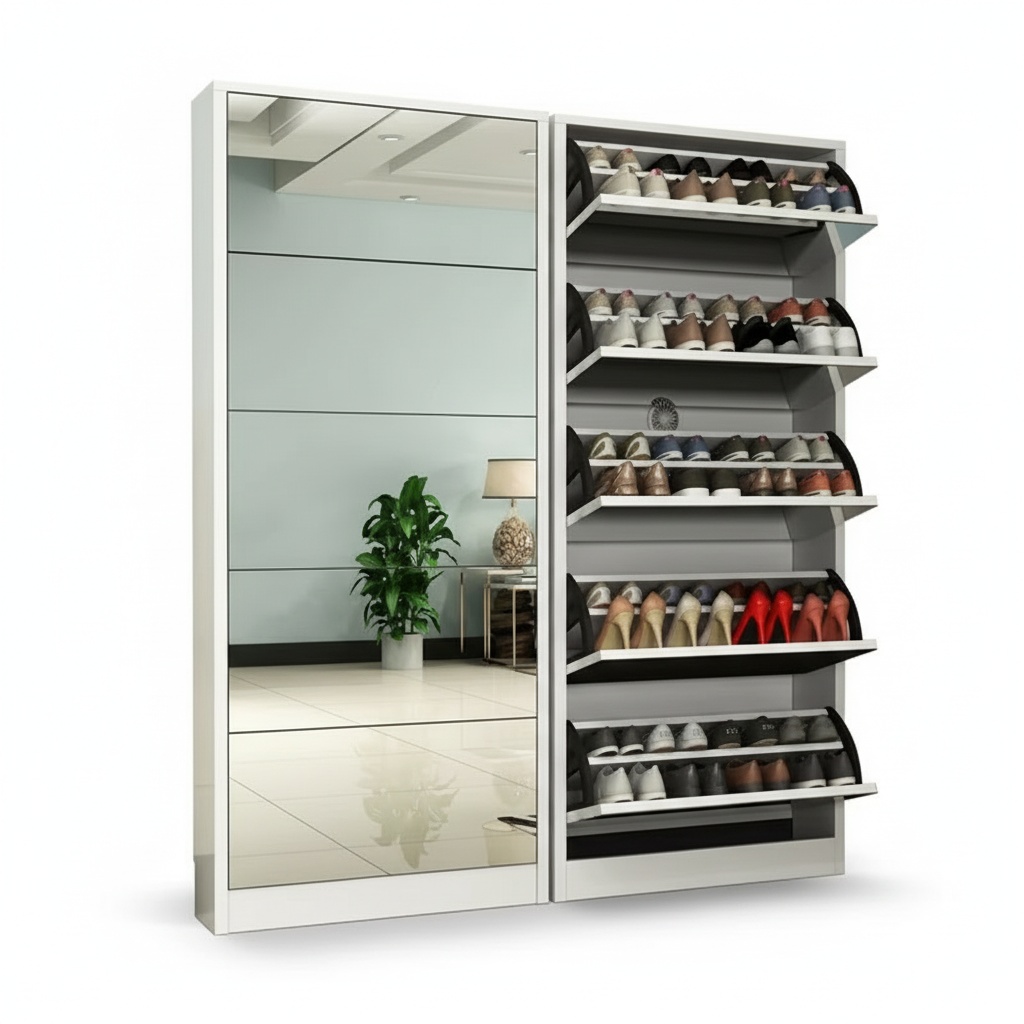 Modern Wooden Shoe Cabinet wit - огляд і ціна Shoe Rack Cabinet Narrow Entryway