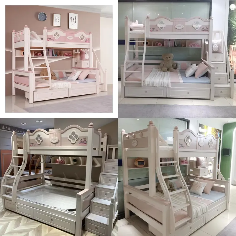 Modern Luxury Princess Kids Bu - огляд і ціна Bunk Bed With Stairs And Slide