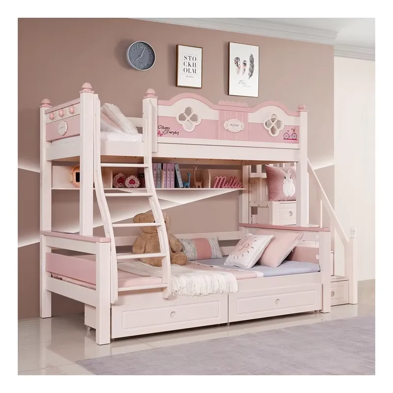 Modern Luxury Princess Kids Bu - огляд і ціна Bunk Bed With Stairs And Slide