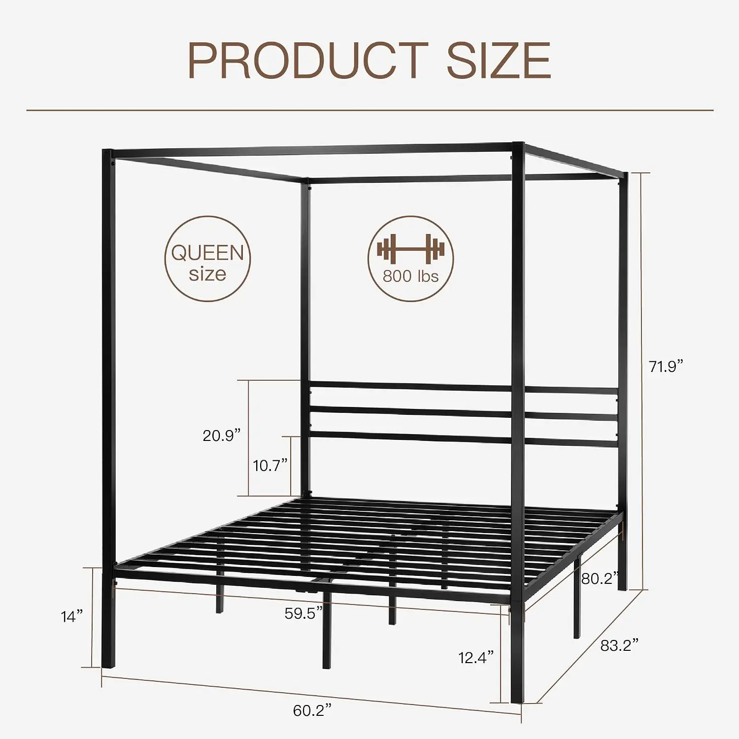 Queen Size Metal Canopy Bed Fr - огляд і ціна Canopy Bed Frame Metal Queen