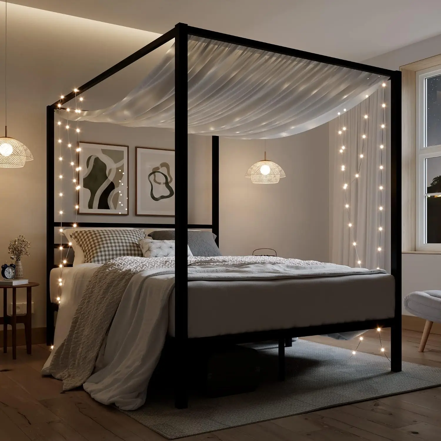 Queen Size Metal Canopy Bed Fr - огляд і ціна Canopy Bed Frame Metal Queen