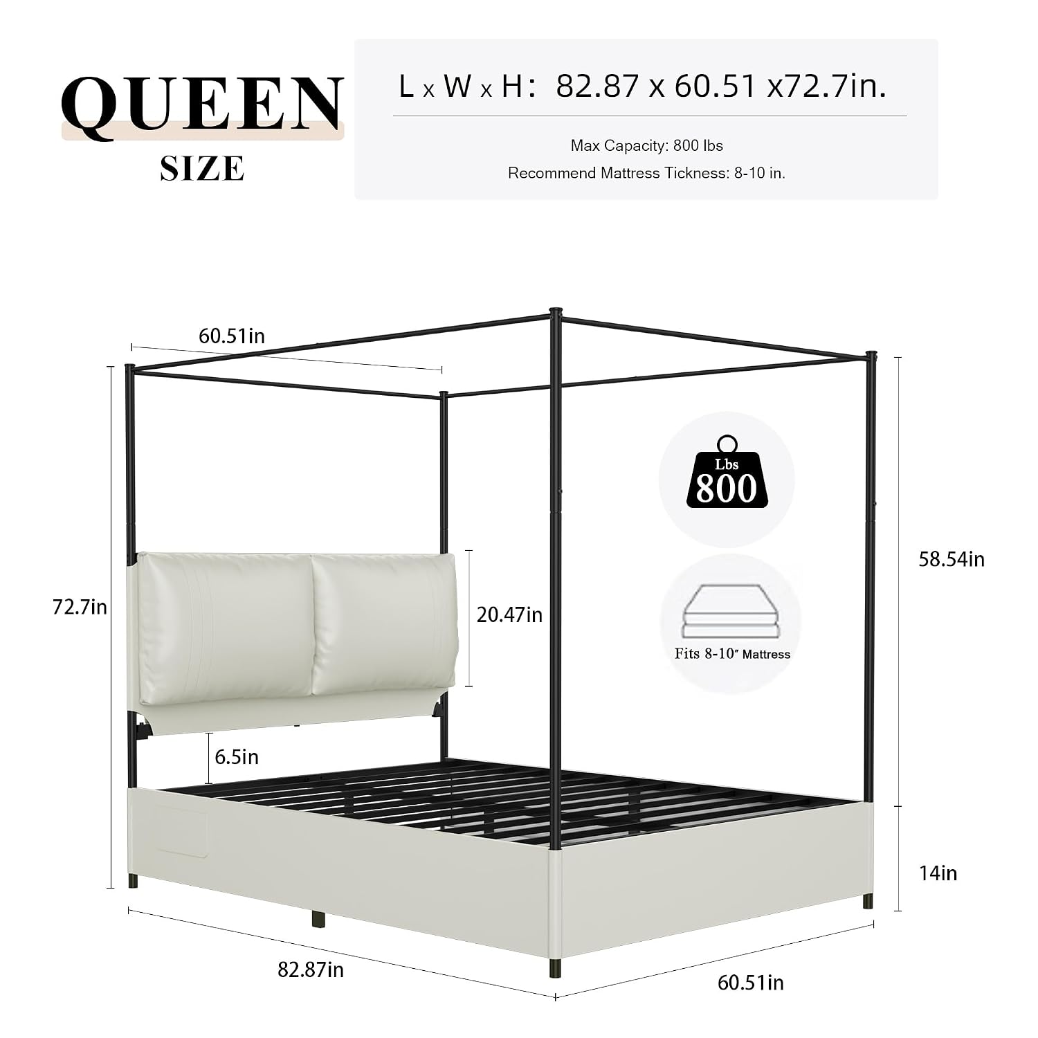 Queen Canopy Bed Frame Upholst - огляд і ціна Canopy Bed Frame Metal Queen