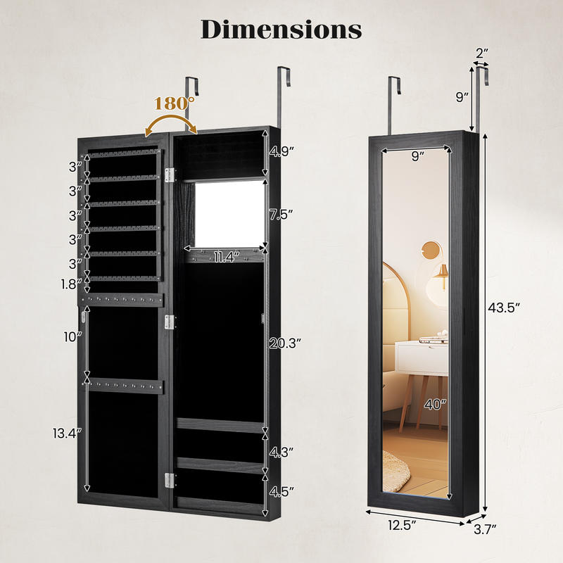 Locked Jewelry Armoire, Wall M - огляд і ціна Full Length Mirror Jewelry Armoire