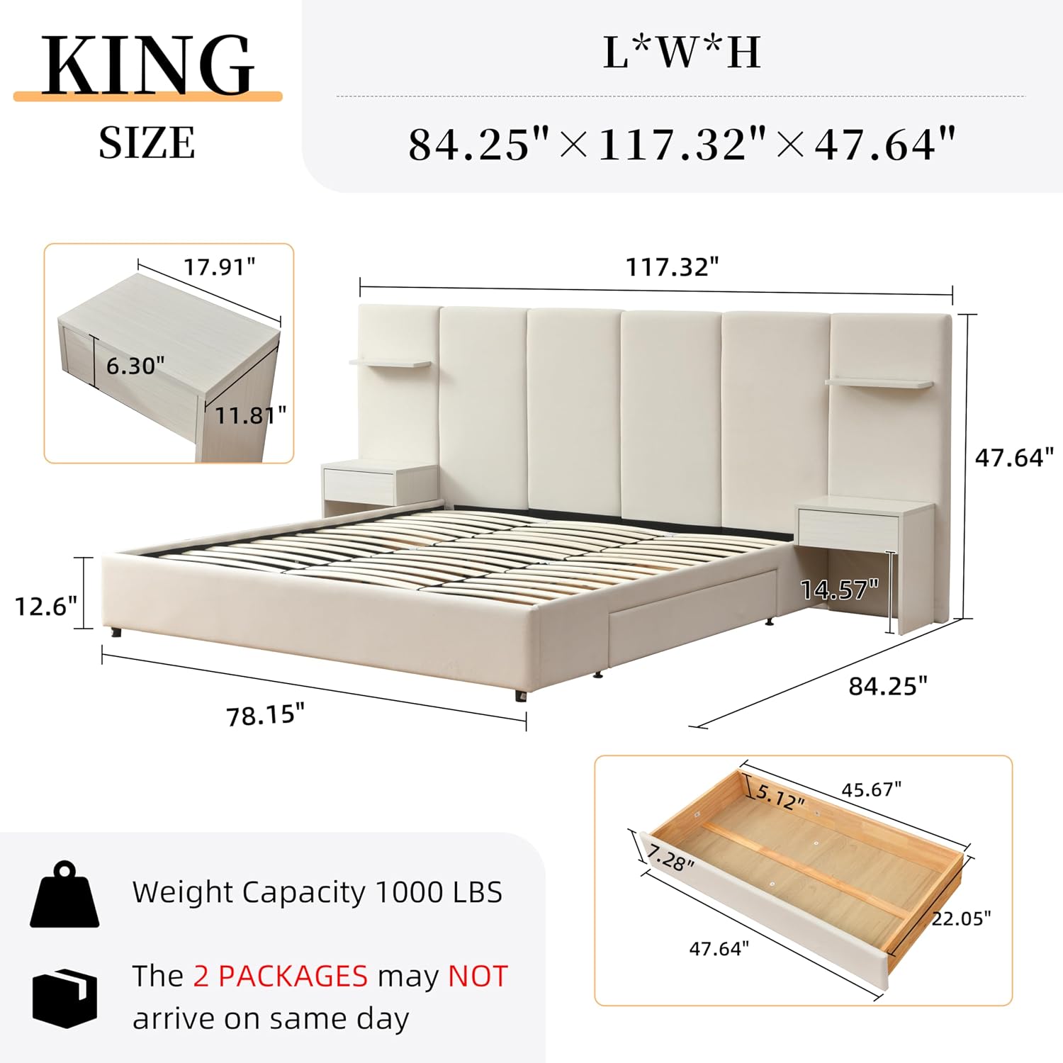 King Size Bed Frame with Stora - огляд і ціна King Size Bed Frame With Storage Drawers