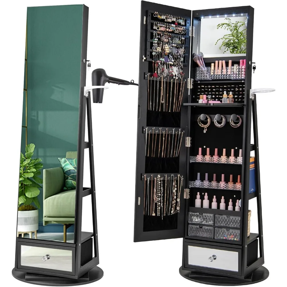 360° Swivel Jewelry Cabinet Ar - огляд і ціна Full Length Mirror Jewelry Armoire