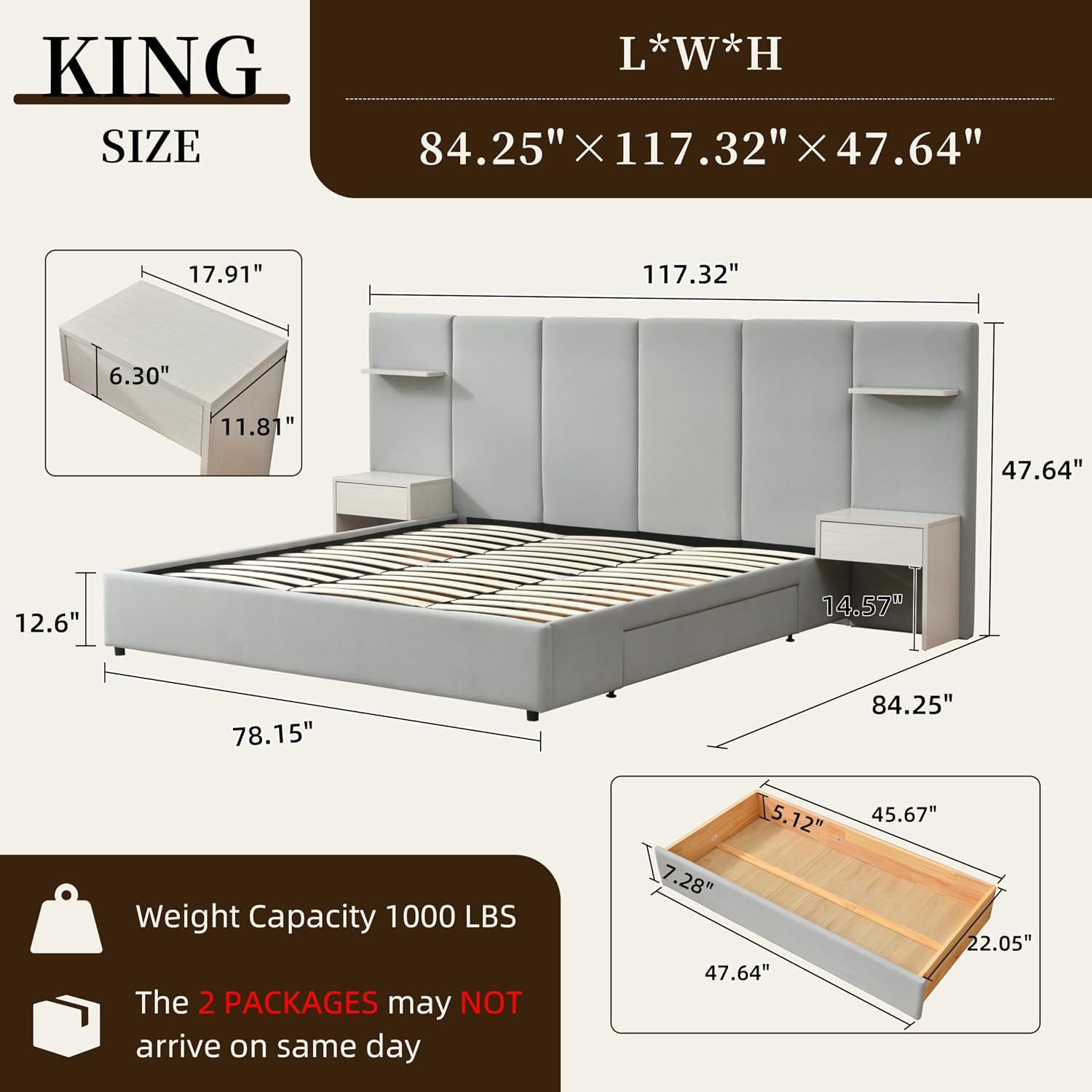 King Size Bed Frame with Stora - огляд і ціна King Size Bed Frame With Storage Drawers