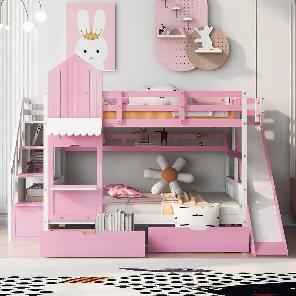 Kids Bunk Bed with Stairs, Sli - огляд і ціна Bunk Bed With Stairs And Slide