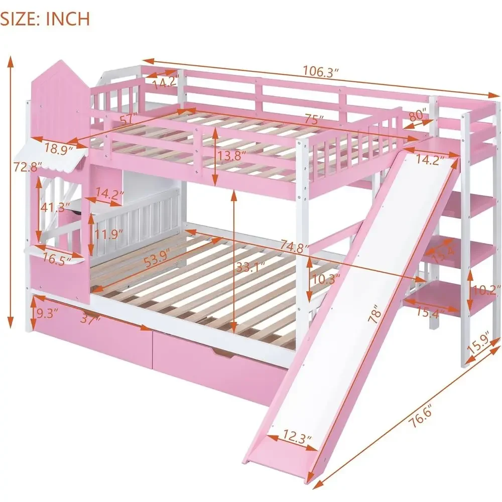 Kids Bunk Bed with Stairs, Sli - огляд і ціна Bunk Bed With Stairs And Slide