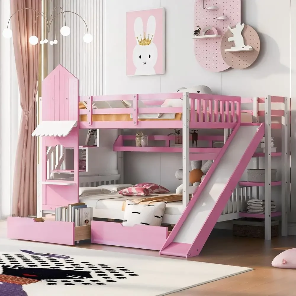 Kids Bunk Bed with Stairs, Sli - огляд і ціна Bunk Bed With Stairs And Slide