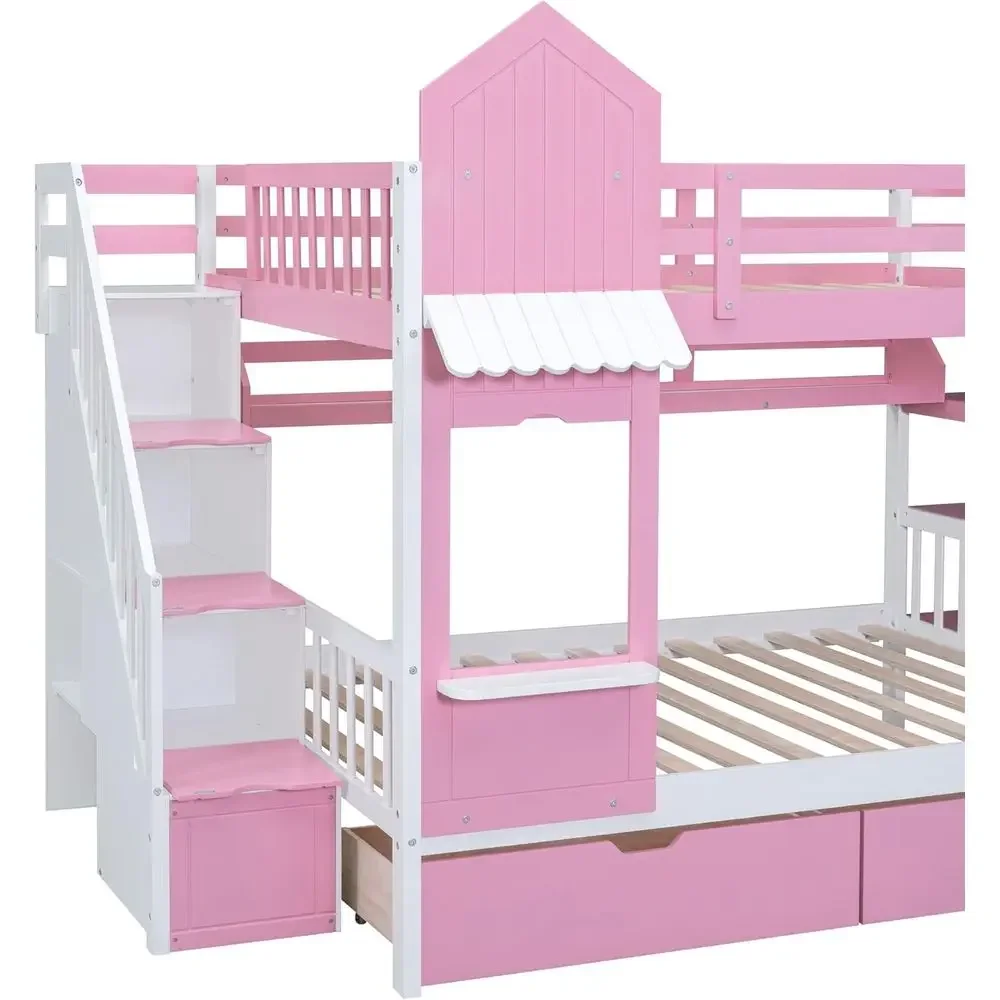 Kids Bunk Bed with Stairs, Sli - огляд і ціна Bunk Bed With Stairs And Slide