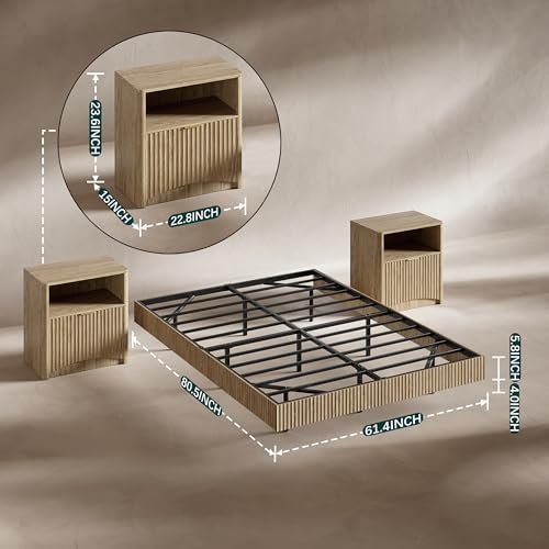 Bedroom Set, Queen Floating Be - огляд і ціна Floating Nightstand With Led Light