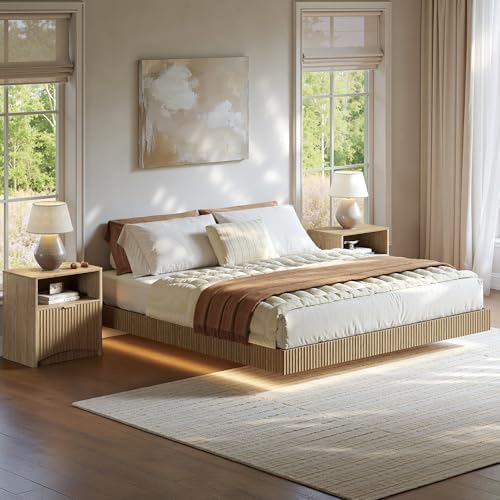 Bedroom Set, Queen Floating Be - огляд і ціна Floating Nightstand With Led Light