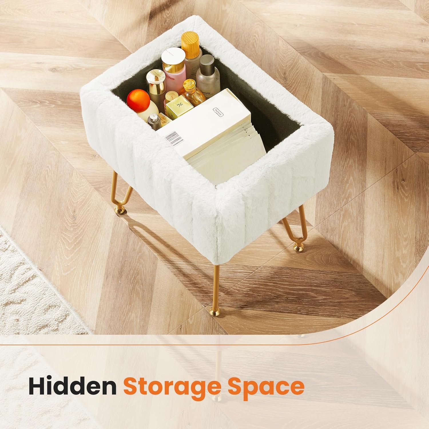 White Storage Vanity Stool, Fa - огляд і ціна Bedroom Furniture