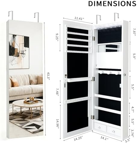 Lockable Jewelry Cabinet Organ - огляд і ціна Full Length Mirror Jewelry Armoire