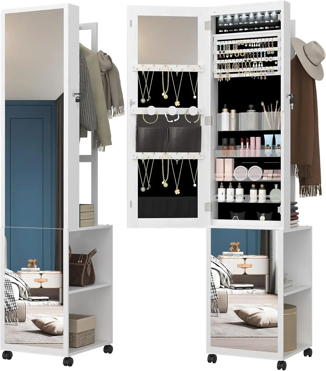 8 LEDs Jewelry Cabinet Armoire - огляд і ціна Full Length Mirror Jewelry Armoire