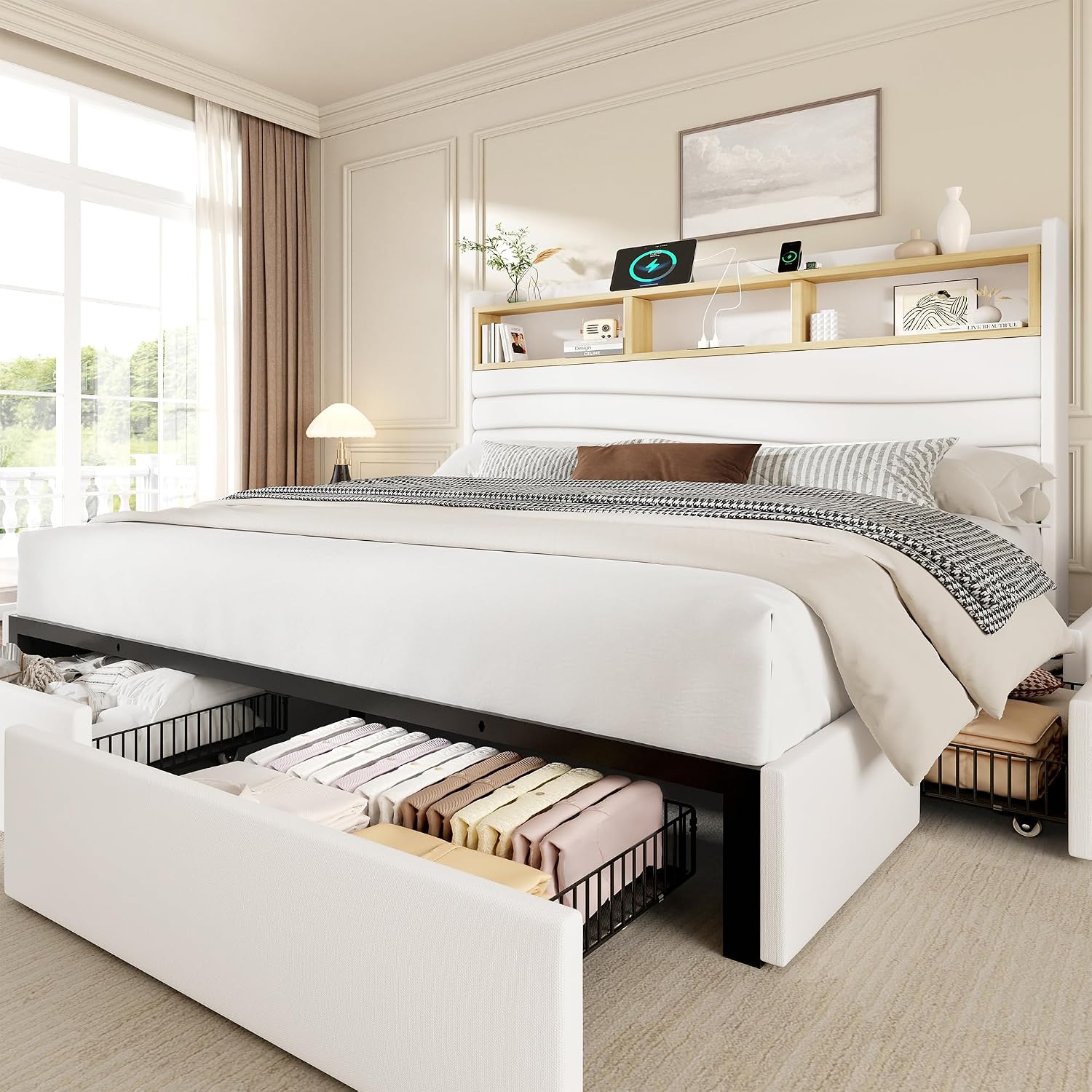 King Size Bed Frame with 6 Sto - огляд і ціна King Size Bed Frame With Storage Drawers