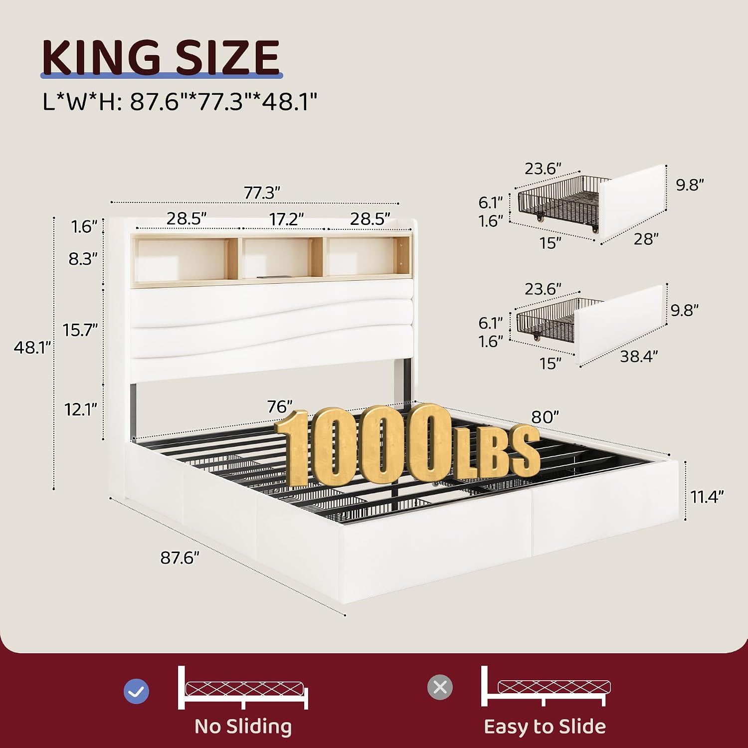 King Size Bed Frame with 6 Sto - огляд і ціна King Size Bed Frame With Storage Drawers
