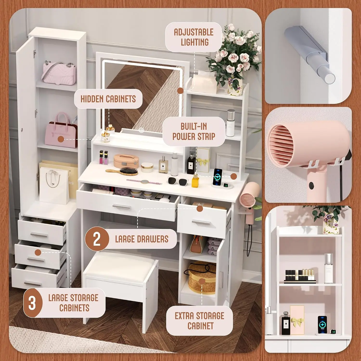 INTERGREAT Makeup Vanity with  - огляд і ціна Dressing Table Vanity With Lighted Mirror