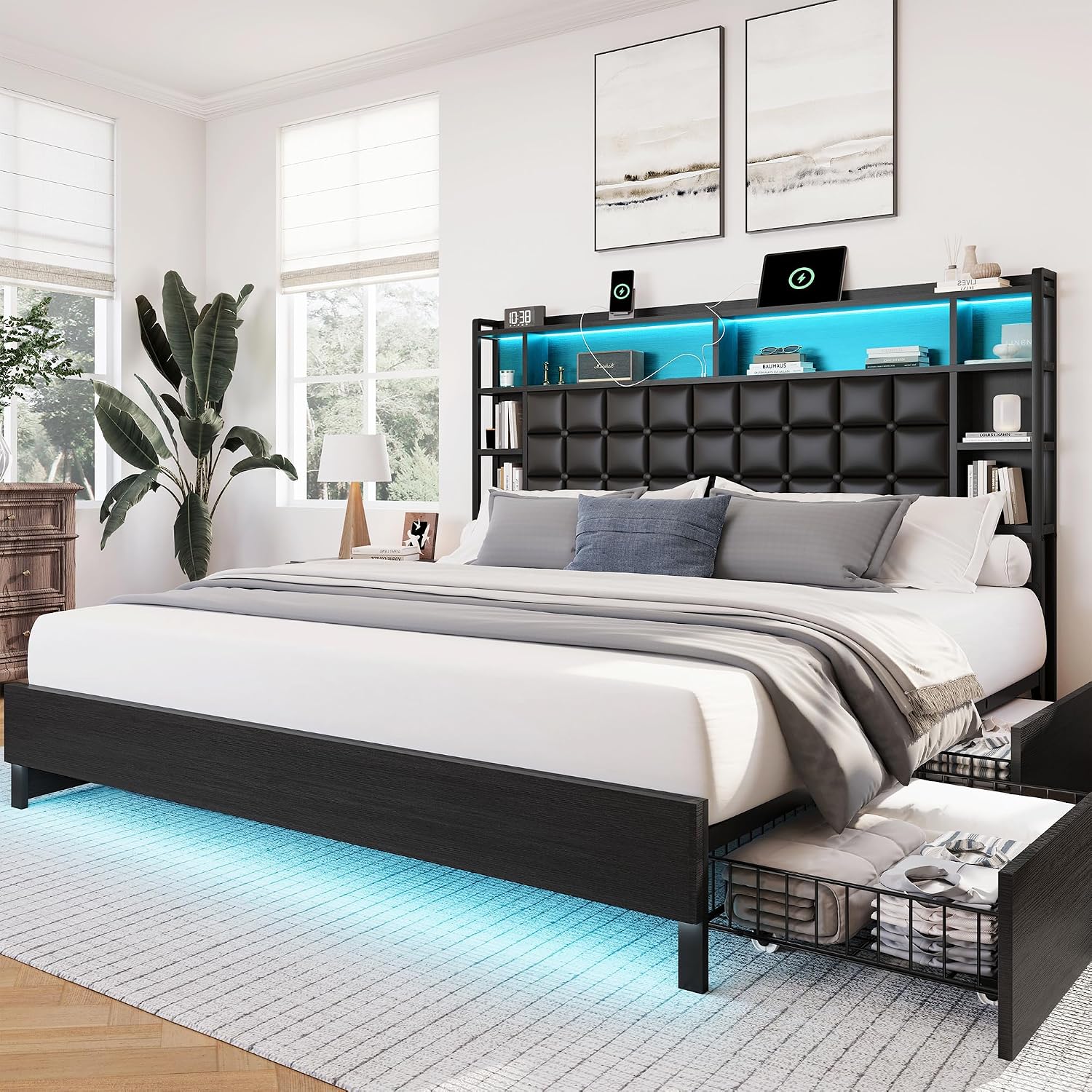 King Size Wooden Bed Frame wit - огляд і ціна King Size Bed Frame With Storage Drawers