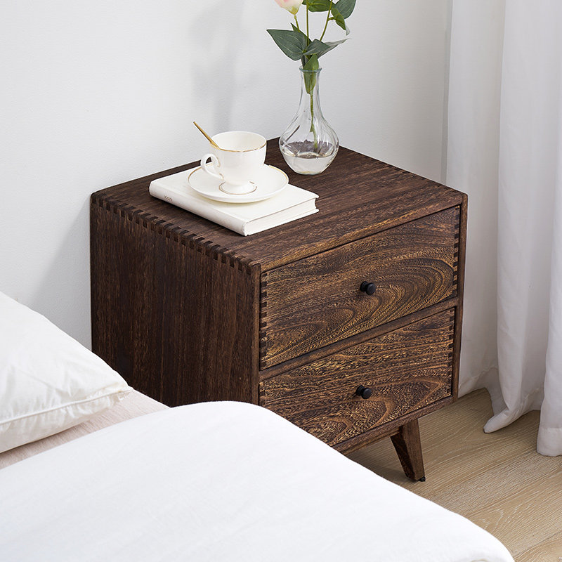 Retro Solid Wood Bedroom Night - огляд і ціна Solid Wood Nightstand 2 Drawers
